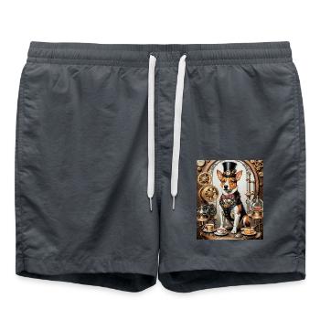 Corgi Steampunk Aristocrate Corgi Steampunk - Short de bain - charbon - Devant - AI Model Male 185 light (185cm)