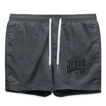 Jésus vous aime - Short de bain - charbon - Devant - AI Model Male 185 light (185cm)