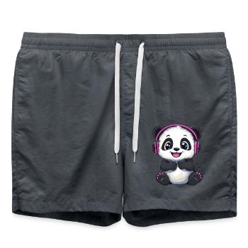 Cute Panda Headset Music - Swim Trunks - anthracite - Front - AI Model Male 185 light (185cm)