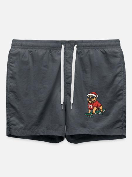 Bullmastiff Dog Christmas Skateboard - Swim Trunks - anthracite