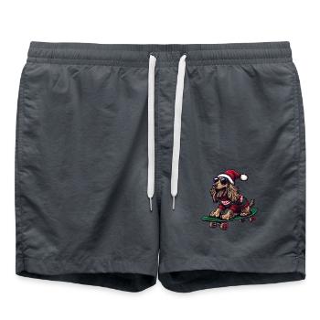 Afghan Hound Hund Weihnachten Skateboard - Badeshorts - Anthrazit - Vorne - AI Model Male 185 light (185cm)