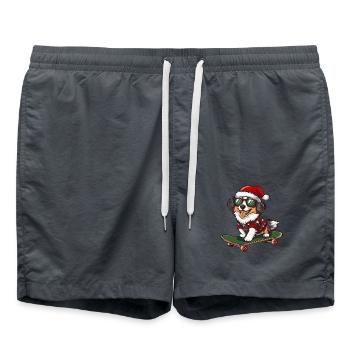 Australian Shepherd Dog Christmas Skateboard - Swim Trunks - anthracite - Front - AI Model Male 185 light (185cm)