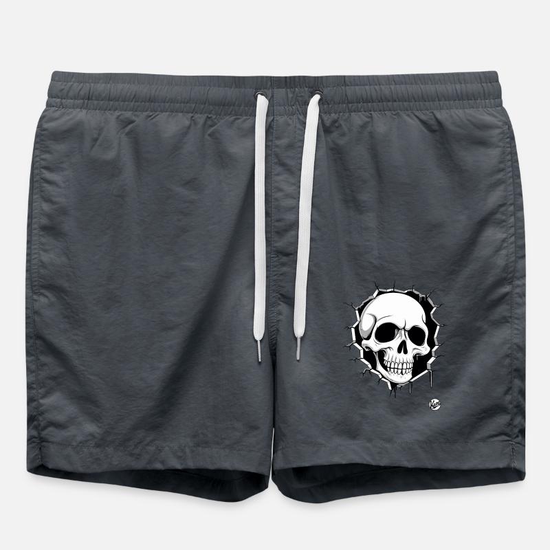 Skull breaking through the wall - Swim Trunks - anthracite