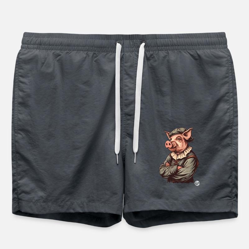 Artiste médiéval cochon - Short de bain - charbon