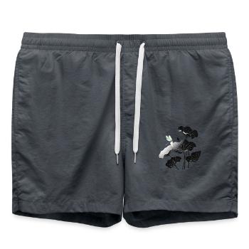 Libelle und Lotusblätter Dragonfly and Lotus - Badeshorts - Anthrazit - Vorne - AI Model Male 185 light (185cm)