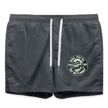 du bist so lustig, haha, sarkastischer Totenkopf - Badeshorts - Anthrazit - Vorne - AI Model Male 185 light (185cm)