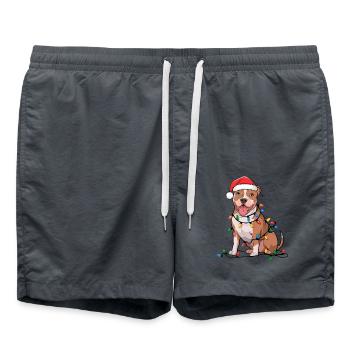 American Terrier Christmas Lights Xmas - Swim Trunks - anthracite - Front - AI Model Male 185 light (185cm)