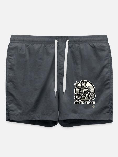 Old School Retro Motocross Moto Trial - Badeshorts - Anthrazit