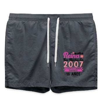 18 Year Old Birthday Gift Woman Made In 2007 - Swim Trunks - anthracite - Front - AI Model Male 185 light (185cm)
