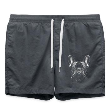 French Bulldog Portrait Dogs Frenchie - Swim Trunks - anthracite - Front - AI Model Male 185 light (185cm)