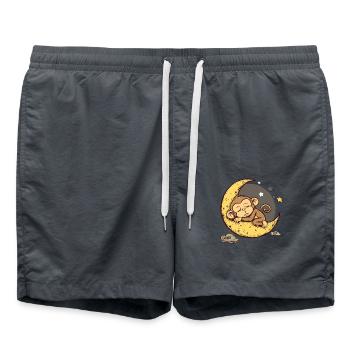 Petit singe endormi avec des étoiles et la lune - Short de bain - charbon - Devant - AI Model Male 185 light (185cm)