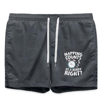 Rente Ruhestand Napping Counts as a Hobby Right - Badeshorts - Anthrazit - Vorne - AI Model Male 185 light (185cm)