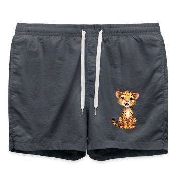 Niedlicher Leopard für Kinder für Kinder - Badeshorts - Anthrazit - Vorne - AI Model Male 185 light (185cm)