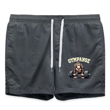GYMPANSE Wortspiel Schimpanse Gym - Badeshorts - Anthrazit - Vorne - AI Model Male 185 light (185cm)
