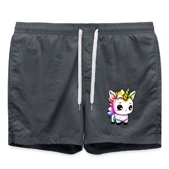 Licorne Hiver Animal Coloré Bande dessinée - Short de bain - charbon - Devant - AI Model Male 185 light (185cm)