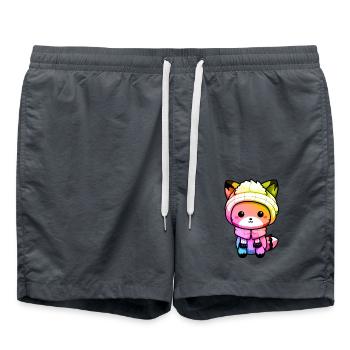 Fox Winter Animal Colorful Comic - Swim Trunks - anthracite - Front - AI Model Male 185 light (185cm)