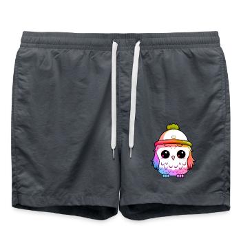 Owl Winter Animal Colorful Comic - Swim Trunks - anthracite - Front - AI Model Male 185 light (185cm)