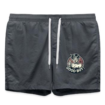 Eine Frau, Daumen hoch, braver Junge - Badeshorts - Anthrazit - Vorne - AI Model Male 185 light (185cm)