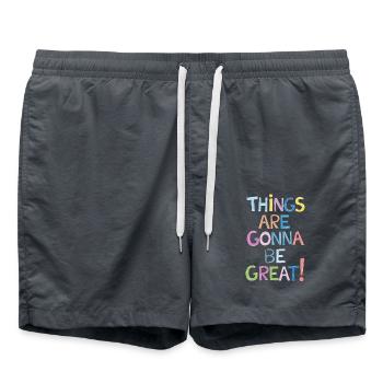 Motivation Things Are Gonna Be Great - Badeshorts - Anthrazit - Vorne - AI Model Male 185 light (185cm)