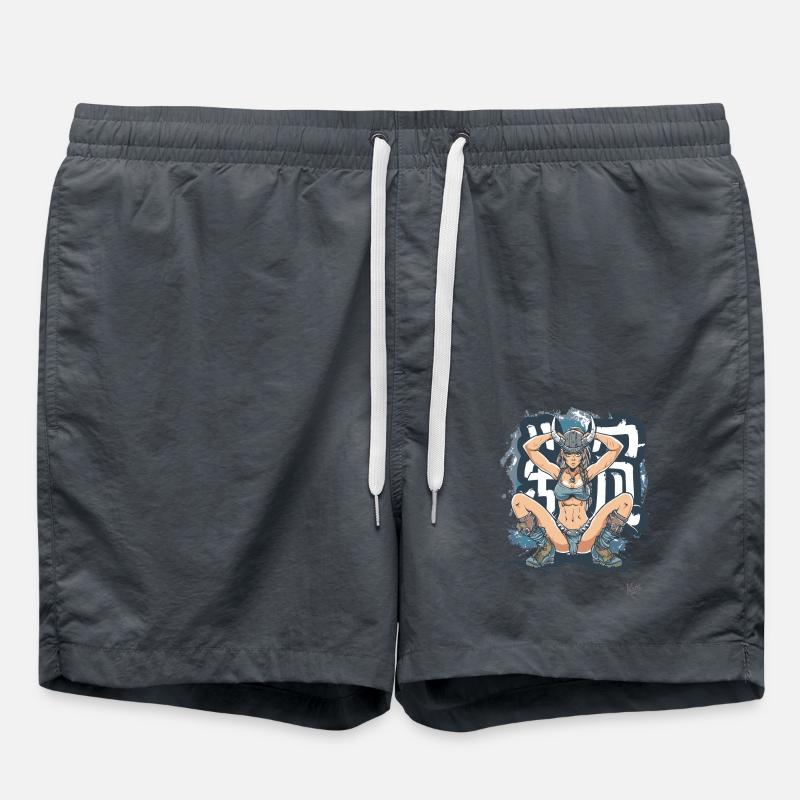 Guerrier viking et graffitis - Short de bain - charbon