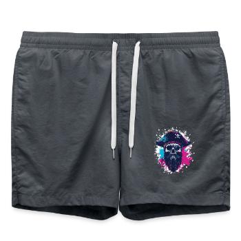 Capitaine Crâne de pirate - Short de bain - charbon - Devant - AI Model Male 185 light (185cm)