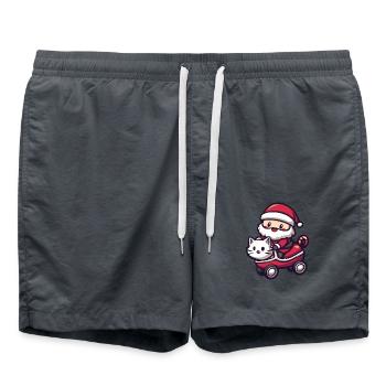 Chat Père Noël - Short de bain - charbon - Devant - AI Model Male 185 light (185cm)