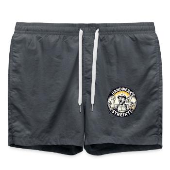 Les artisans travaillent, les artisans grèvent - Short de bain - charbon - Devant - AI Model Male 185 light (185cm)