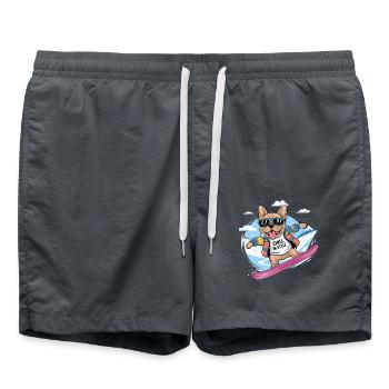 Französische Bulldogge Snowboard Skifahren - Badeshorts - Anthrazit - Vorne - AI Model Male 185 light (185cm)