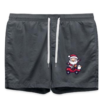 Pinguin Weihnachtsmann - Badeshorts - Anthrazit - Vorne - AI Model Male 185 light (185cm)