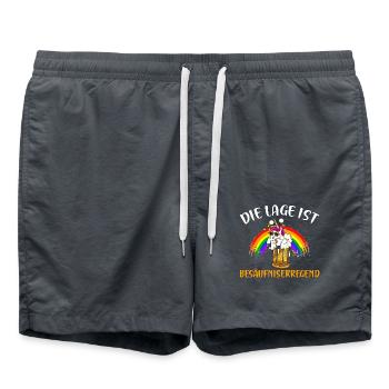 Die Lage Ist Besäufniserregend – Lustiger Spruch - Badeshorts - Anthrazit - Vorne - AI Model Male 185 light (185cm)