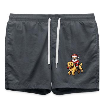 Golden Retriever Dog Santa Claus Funny - Swim Trunks - anthracite - Front - AI Model Male 185 light (185cm)