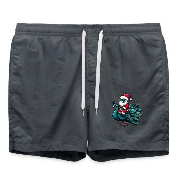Paon Oiseau Père Noël - Short de bain - charbon - Devant - AI Model Male 185 light (185cm)