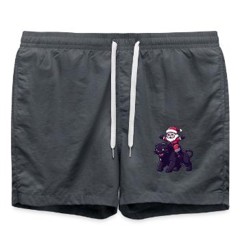 Panther Weihnachtsmann - Badeshorts - Anthrazit - Vorne - AI Model Male 185 light (185cm)