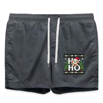 Ho Ho Ho lustiges Weihnachtsdesign Schaf Spruch - Badeshorts - Anthrazit - Vorne - AI Model Male 185 light (185cm)