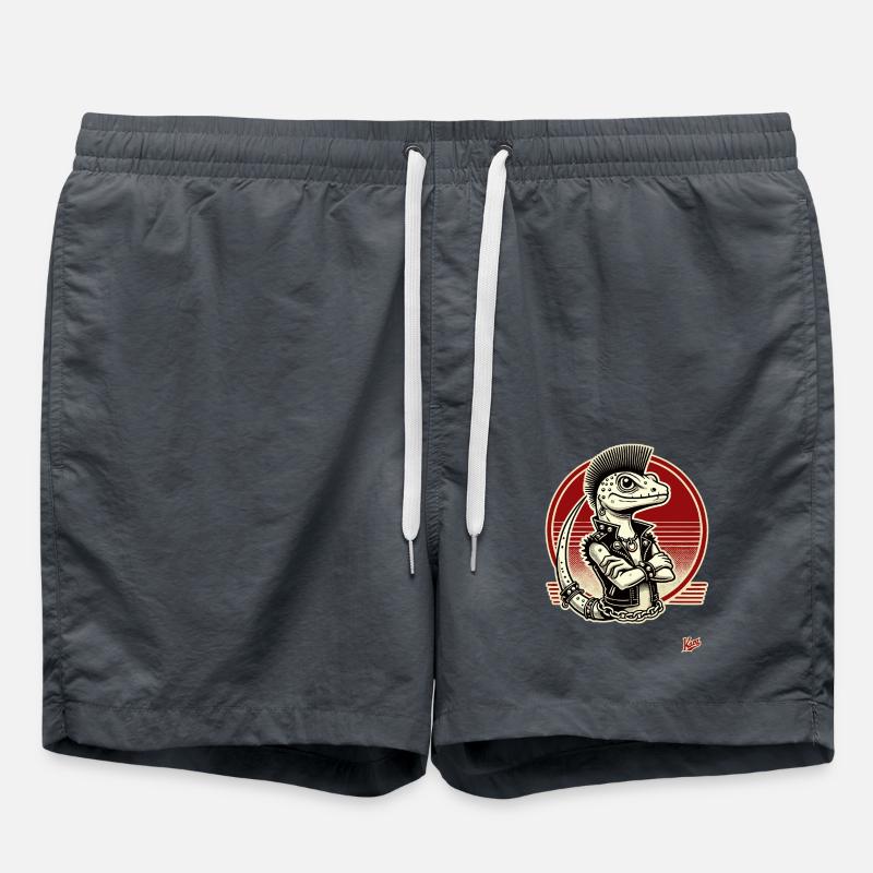 Gecko Echse Punk - Badeshorts - Anthrazit