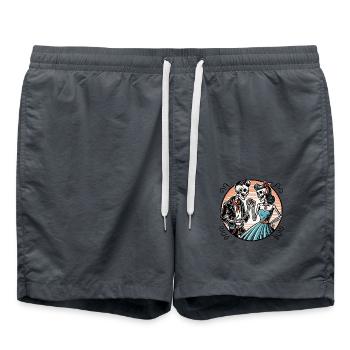 Paire de squelettes rétro rockabilly - Short de bain - charbon - Devant - AI Model Male 185 light (185cm)