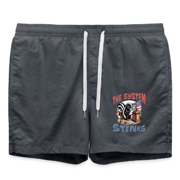 Politics system stinks - Swim Trunks - anthracite - Front - AI Model Male 185 light (185cm)