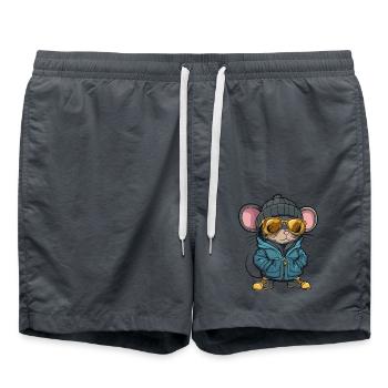 Maus Winter Comic - Badeshorts - Anthrazit - Vorne - AI Model Male 185 light (185cm)