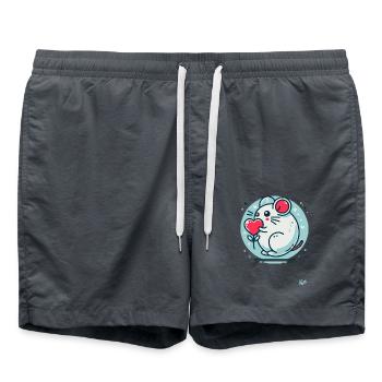 Cute Mouse with Heart - Swim Trunks - anthracite - Front - AI Model Male 185 light (185cm)
