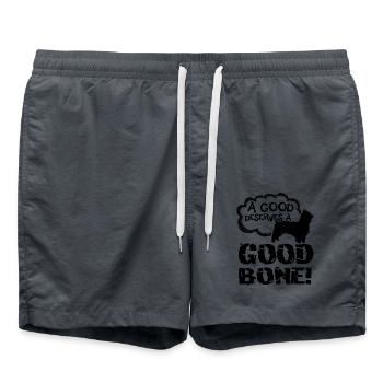 A Good Silky Terrier Deserves A Good Bone - Swim Trunks - anthracite - Front - AI Model Male 185 light (185cm)