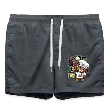 Teddy Teddybär Koch Köche Kochen Köchin Gemüse - Badeshorts - Anthrazit - Vorne - AI Model Male 185 light (185cm)
