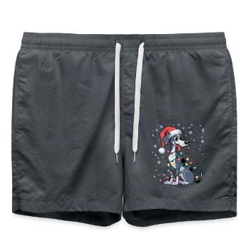 Greyhound Noël Lumières Noël Chiens Cadeaux pour hommes - Short de bain - charbon - Devant - AI Model Male 185 light (185cm)