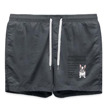 Französische Bulldogge Hund Mops - Badeshorts - Anthrazit - Vorne - AI Model Male 185 light (185cm)