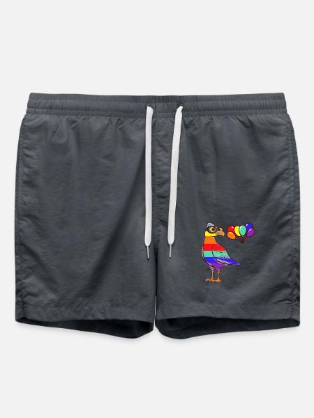 LGBT Regenbogen Möwe Möwen maritim Gay Pride - Badeshorts - Anthrazit