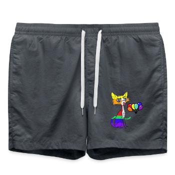 LGBT Chat Anniversaire Salutations d’anniversaire Gay Pride - Short de bain - charbon - Devant - AI Model Male 185 light (185cm)