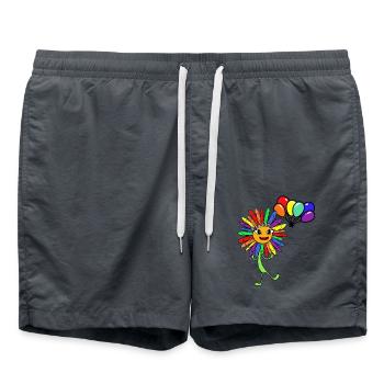 LGBT Sunflower Gay Pride Balloons Rainbow - Swim Trunks - anthracite - Front - AI Model Male 185 light (185cm)