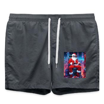 Santa ClausGift Woman, Man, Humorous T-Shirt - Swim Trunks - anthracite - Front - AI Model Male 185 light (185cm)
