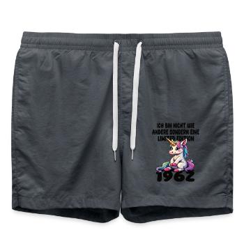 Limited Edition 1962 Birthday Born 1962 - Swim Trunks - anthracite - Front - AI Model Male 185 light (185cm)