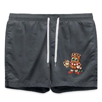 Chocolat chaud avec dessin animé de Noël à la cannelle - Short de bain - charbon - Devant - AI Model Male 185 light (185cm)
