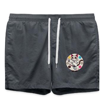 Thai-Chi-Meditation-Katze - Badeshorts - Anthrazit - Vorne - AI Model Male 185 light (185cm)